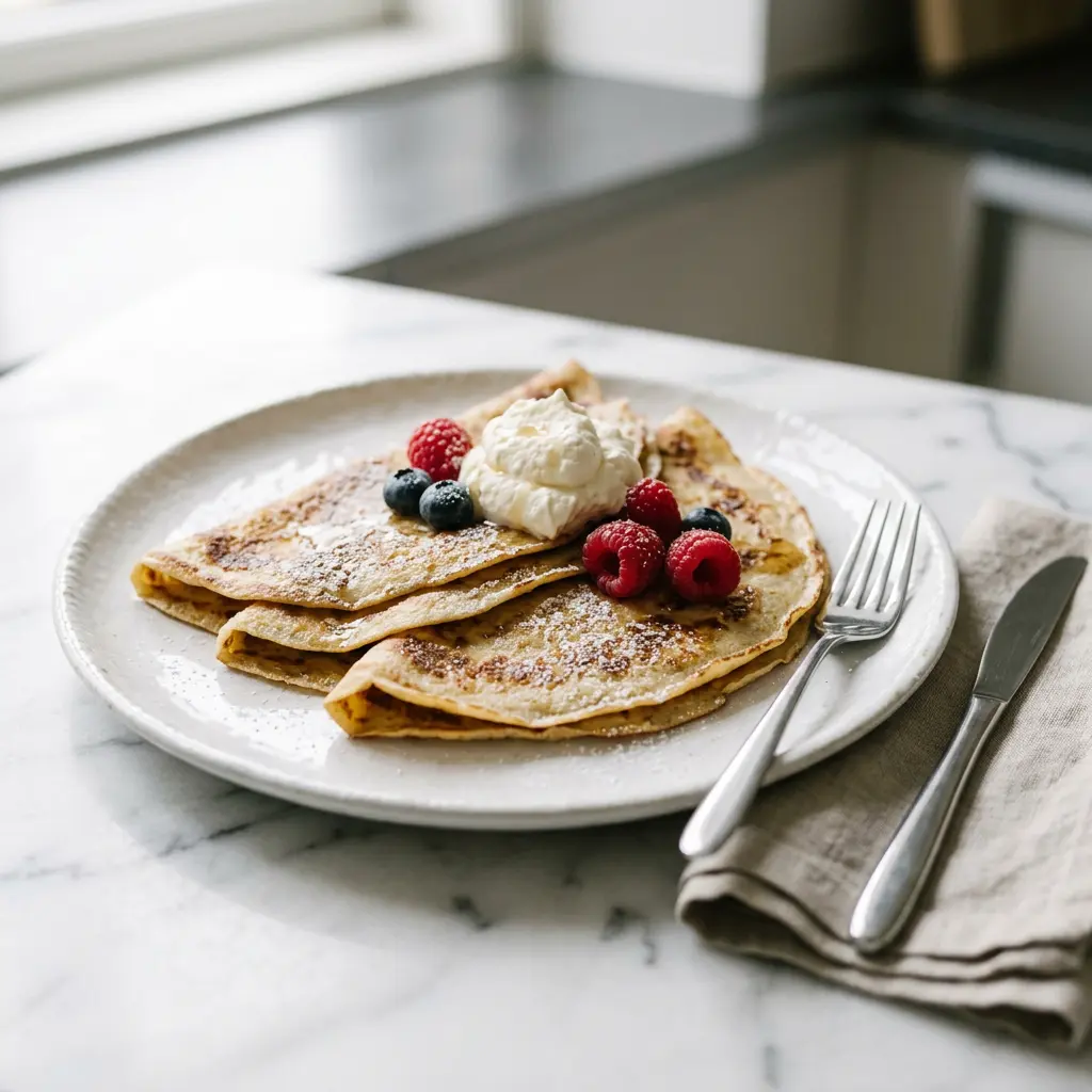 Foto von Pfannkuchen aus der Heißluftfritteuse fertig zubereitet in der Heißluftfritteuse