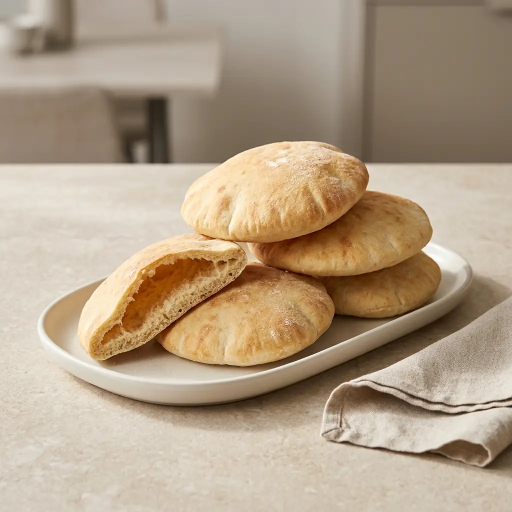 Foto von Pitabrötchen aus der Heißluftfritteuse fertig zubereitet in der Heißluftfritteuse