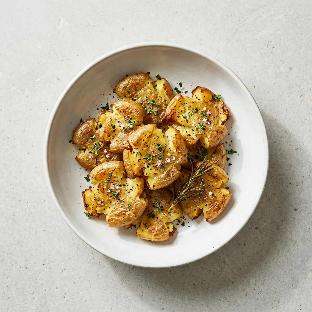 Foto von Quetschkartoffeln aus der Heißluftfritteuse fertig zubereitet in der Heißluftfritteuse