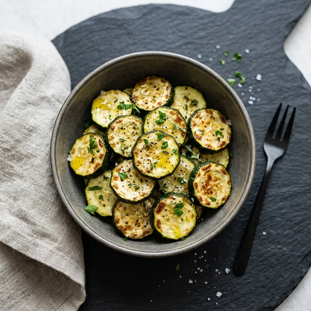 Foto von Zucchini aus der Heißluftfritteuse fertig zubereitet in der Heißluftfritteuse