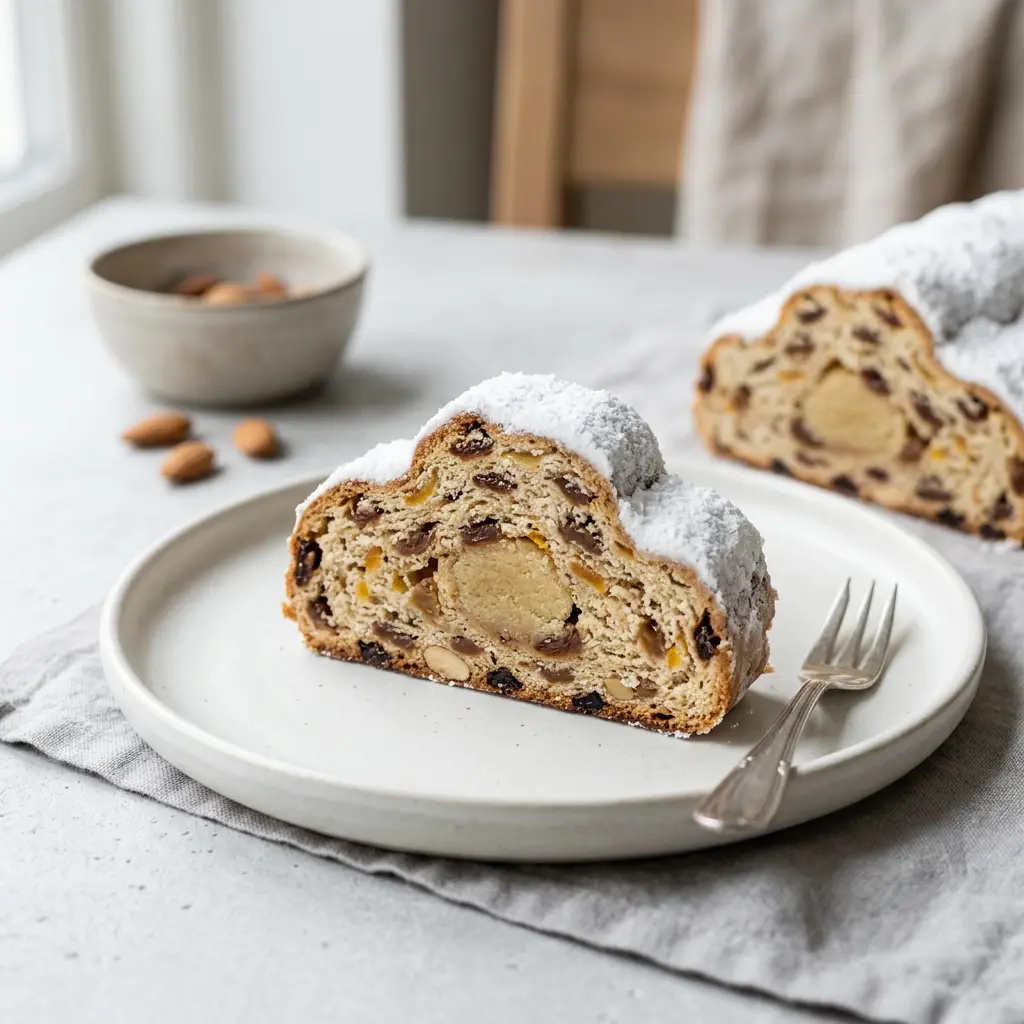 Foto von Dresdner Stollen servierfertig angerichtet