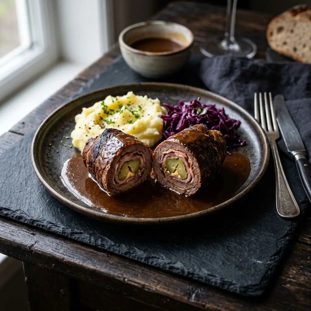 Foto von Rinderrouladen servierfertig angerichtet